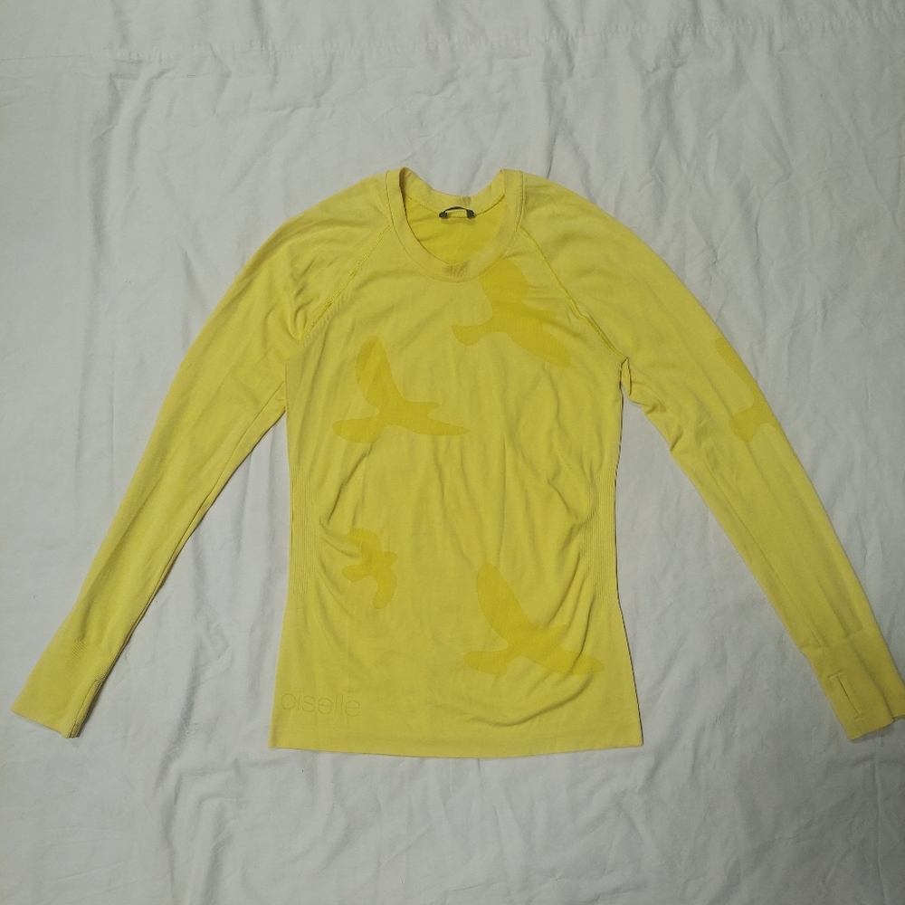 Oiselle Yellow Long Sleeve Flyte Running Shirt Size Small